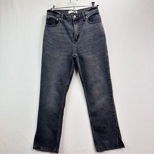 Abercrombie & Fitch The 90s Straight Ultra High Rise Jeans Split Hem Black Curve